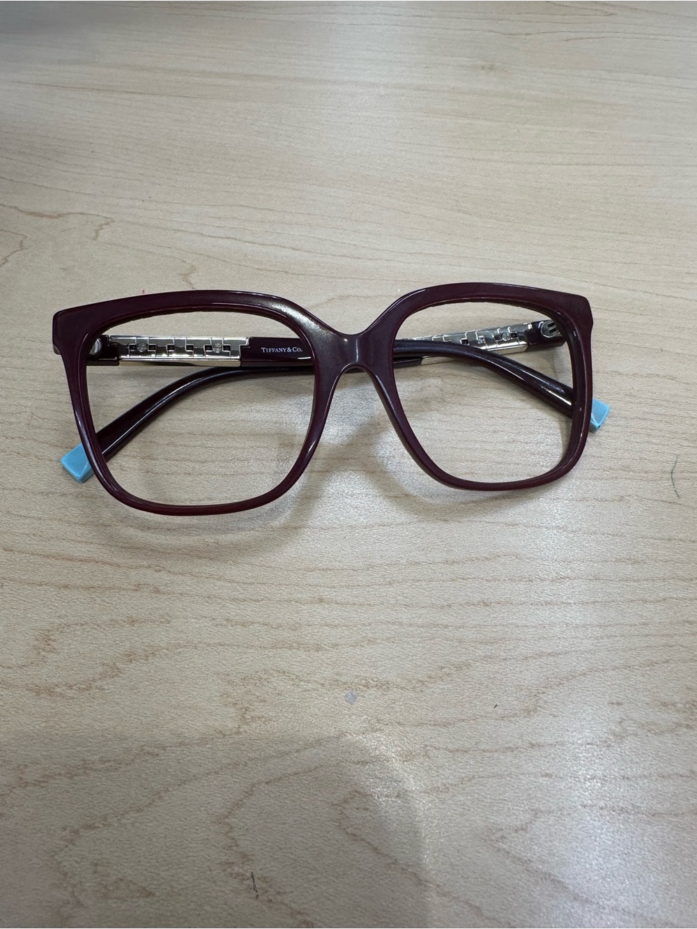 Tiffany & Co. glassed Burgundy Frame with Blue Temple tips